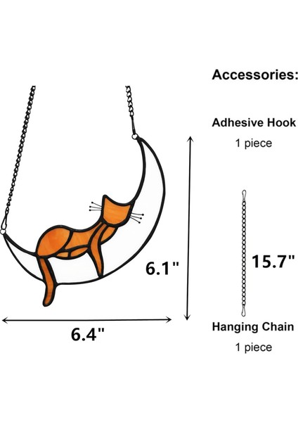 Kedi Severler Için Turuncu Kedi Dekor Hediyeleri, Vitray Pencere Asma Uyuyan Kedi Suncatcher Pencere Için (Yurt Dışından) fiyatları