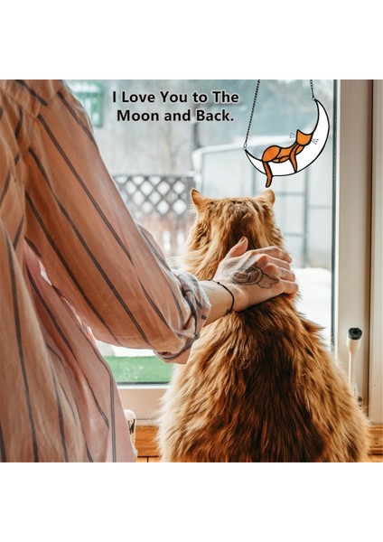 Kedi Severler Için Turuncu Kedi Dekor Hediyeleri, Vitray Pencere Asma Uyuyan Kedi Suncatcher Pencere Için (Yurt Dışından) fırsatları