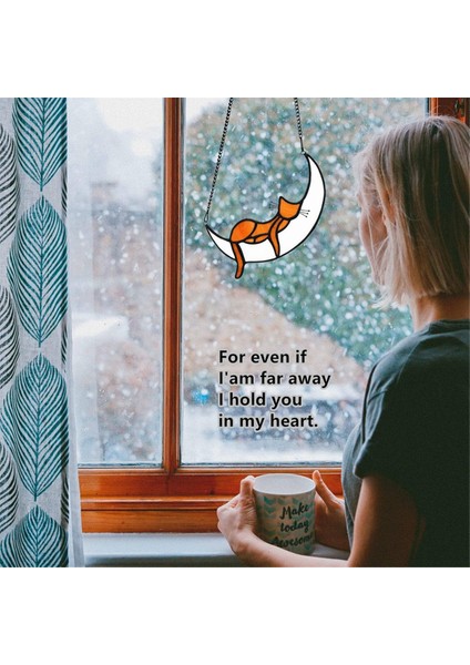 Kedi Severler Için Turuncu Kedi Dekor Hediyeleri, Vitray Pencere Asma Uyuyan Kedi Suncatcher Pencere Için (Yurt Dışından) indirimleri