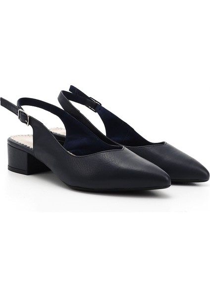 Gön Hakiki Deri Sivri Burun Kısa Kalın Topuklu Kadın Yazlık Ayakkabı 24173 modelleri