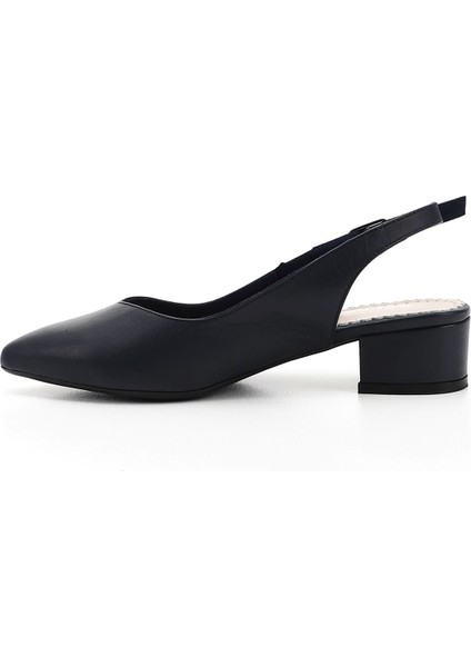 Gön Hakiki Deri Sivri Burun Kısa Kalın Topuklu Kadın Yazlık Ayakkabı 24173 fırsatları