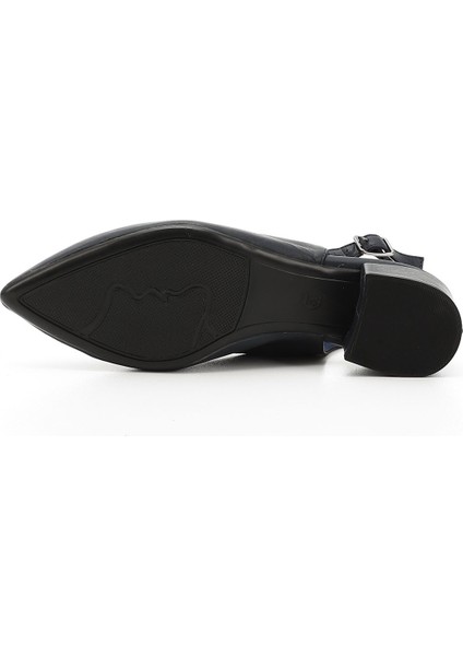 Gön Hakiki Deri Sivri Burun Kısa Kalın Topuklu Kadın Yazlık Ayakkabı 24173 indirimleri