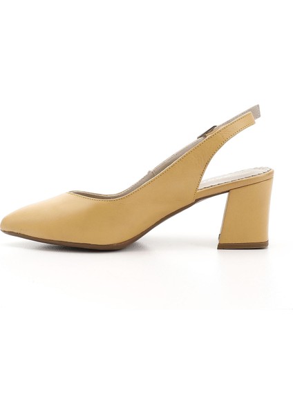 Gön Hakiki Deri Sivri Burun Kalın Topuklu Kadın Yazlık Ayakkabı 24118 fırsatları