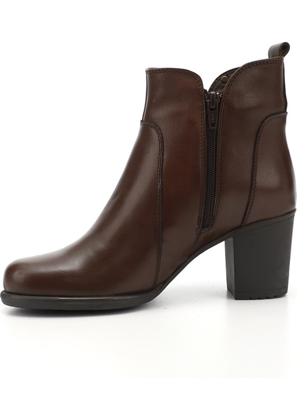 Kadın Kahve Antik Fermuarlı Kalın Topuklu Hakiki Deri Bot modelleri