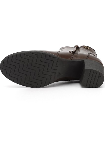 Kadın Kahve Antik Fermuarlı Kalın Topuklu Hakiki Deri Bot indirimleri