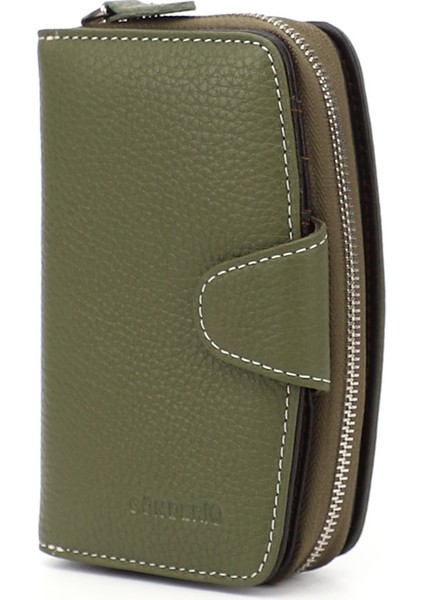 Kadın Yeşil - Kahve Dikey Hakiki Deri Cüzdan modelleri