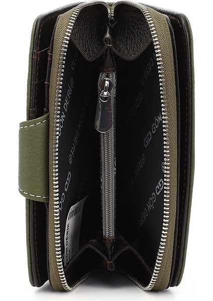 Kadın Yeşil - Kahve Dikey Hakiki Deri Cüzdan indirimleri