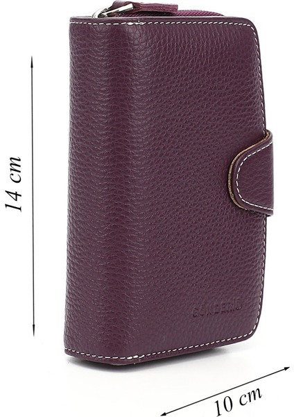 Kadın Mürdüm Dikey Hakiki Deri Cüzdan fiyatları