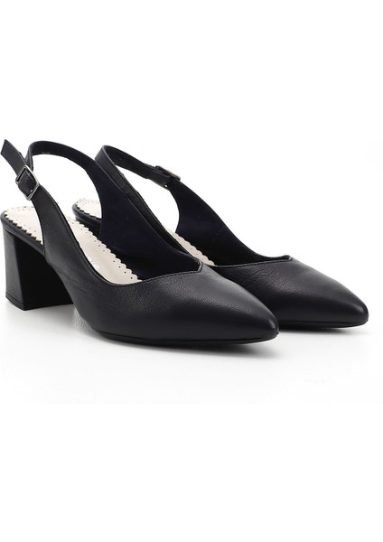 Gön Hakiki Deri Sivri Burun Kalın Topuklu Kadın Yazlık Ayakkabı 24118 modelleri