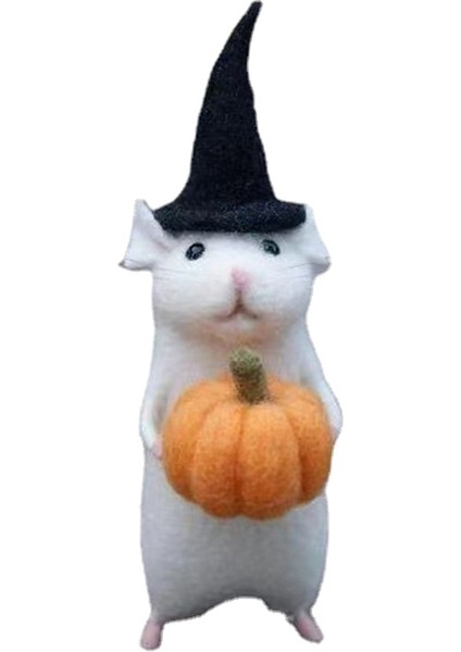 Balkabağı Keçeli Hayvanlarla Cadılar Bayramı Faresi, Iğne Keçeli Noel Faresi, Yün Keçe El Yapımı Cadılar Bayramı Dekorasyonları D (Yurt Dışından)