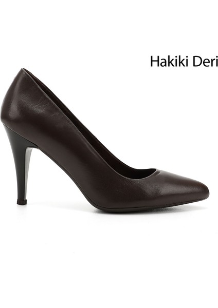 Gön Hakiki Deri Sivri Burun İnce Yüksek Topuklu Stiletto Kadın Ayakkabı 22354