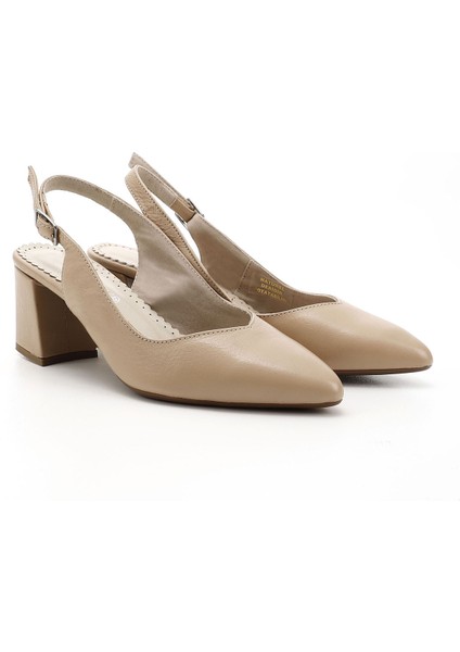 Gön Hakiki Deri Sivri Burun Kalın Topuklu Kadın Yazlık Ayakkabı 24118 modelleri