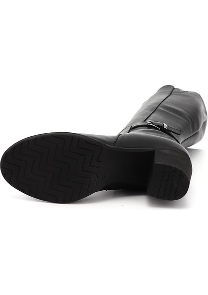 Gön Hakiki Deri Yuvarlak Burun Kauçuk Taban Topuklu Fermuarlı Tokalı Kadın Çizme 46501 indirimleri