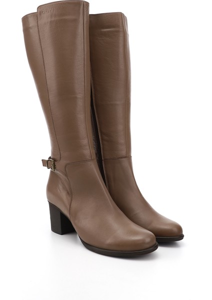 Gön Hakiki Deri Yuvarlak Burun Kauçuk Taban Topuklu Fermuarlı Tokalı Kadın Çizme 46501 modelleri