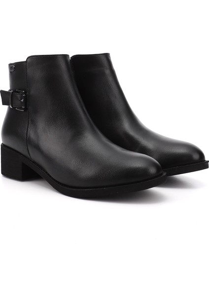 Kadın Siyah Fermuarlı Kalın Topuklu Hakiki Deri Bot modelleri