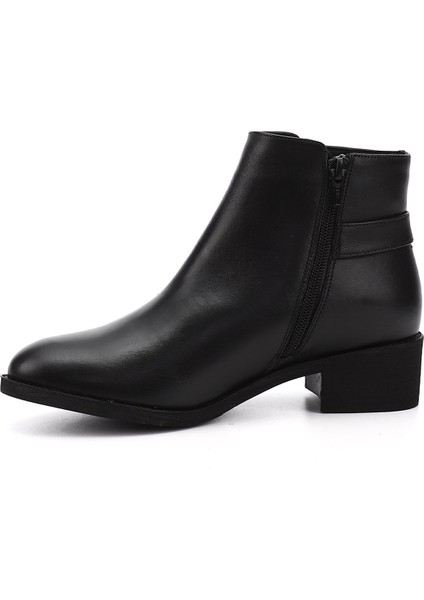 Kadın Siyah Fermuarlı Kalın Topuklu Hakiki Deri Bot fırsatları