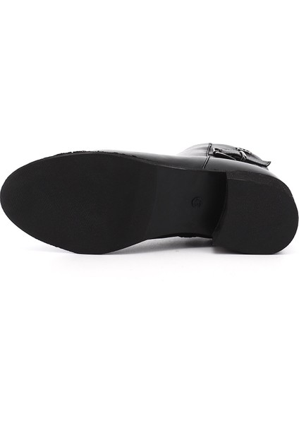 Kadın Siyah Fermuarlı Kalın Topuklu Hakiki Deri Bot indirimleri