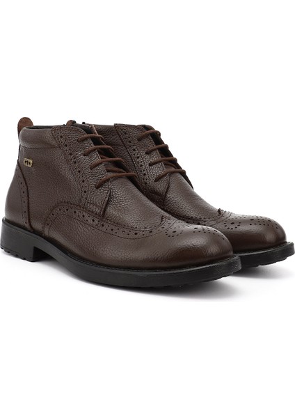 Hakiki Deri Yuvarlak Burun Kauçuk Taban Bağcıklı Fermuarlı Günlük Erkek Bot 01211 fiyatları