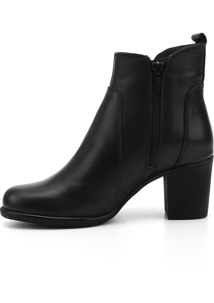 Kadın Siyah Fermuarlı Kalın Topuklu Hakiki Deri Bot fırsatları