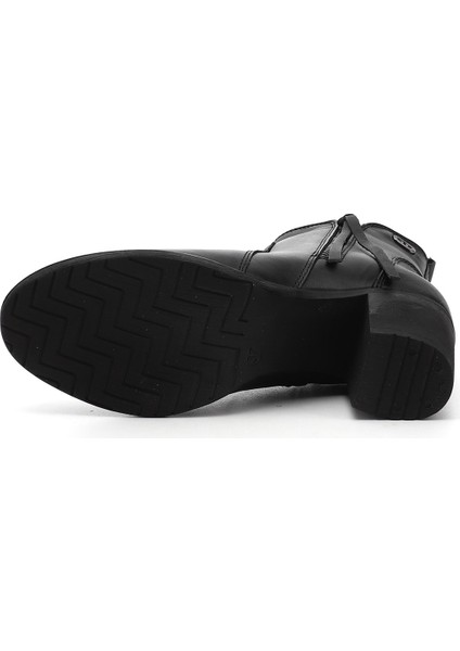 Kadın Siyah Fermuarlı Kalın Topuklu Hakiki Deri Bot indirimleri