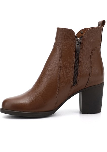 Gön Hakiki Deri Yuvarlak Burun Topuklu Kauçuk Taban Fermuarlı Püsküllü Kadın Bot 10406 modelleri