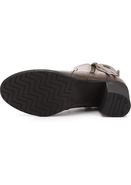 Gön Hakiki Deri Yuvarlak Burun Topuklu Kauçuk Taban Fermuarlı Püsküllü Kadın Bot 10406 indirimleri