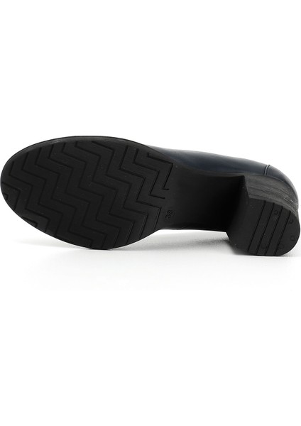 Kadın Antik Lacivert Orta Kalın Topuklu Hakiki Deri Ayakkabı indirimleri