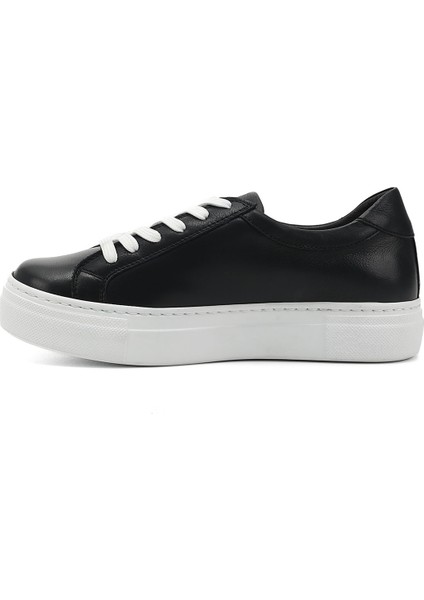 Gön Hakiki Deri Yuvarlak Burun Düz Taban Bağcıklı Kadın Sneaker 24240 fırsatları