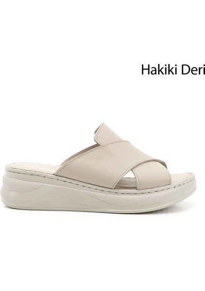 Gön Hakiki Deri Kadın Dolgu Günlük Terlik 42231