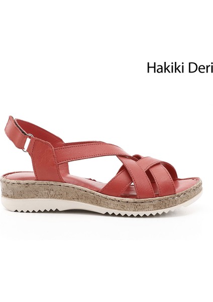 Gön Hakiki Deri Dolgu Taban Sandalet 45041