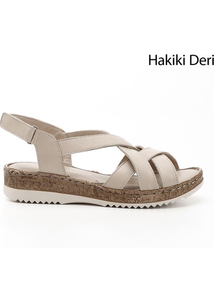 Gön Hakiki Deri Dolgu Taban Sandalet 45041
