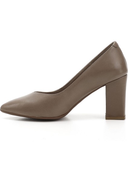 Gön Hakiki Deri Sivri Burun Yüksek Kalın Topuklu Kadın Ayakkabı 24171 fırsatları