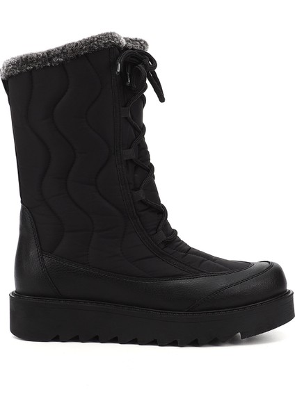 Kadın Siyah Bağcıklı Termo Taban Comfort Kar Botu
