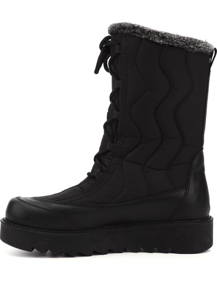 Kadın Siyah Bağcıklı Termo Taban Comfort Kar Botu modelleri