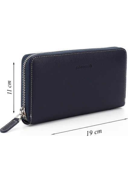 Kadın Lacivert Yatay Hakiki Deri Cüzdan fiyatları
