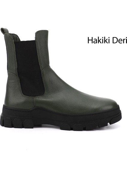 Kadın Kauçuk Taban Hakiki Deri Chelsea Bot