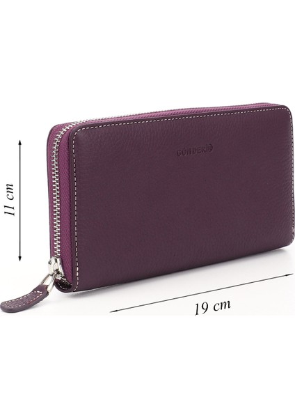 Kadın Mürdüm Yatay Hakiki Deri Cüzdan fiyatları