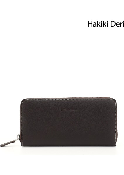 Kadın Kahve Yatay Hakiki Deri Cüzdan