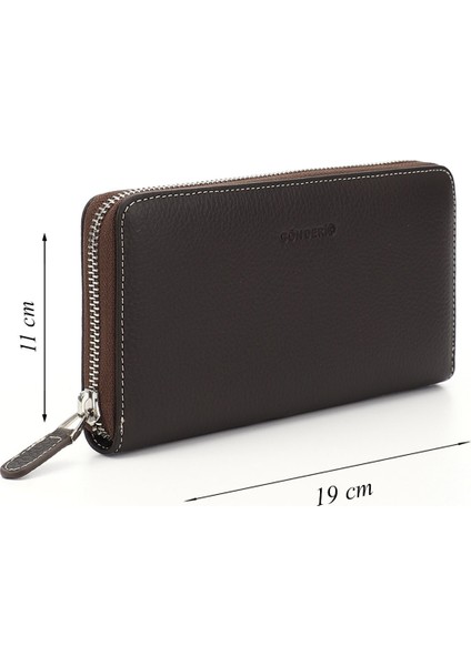 Kadın Kahve Yatay Hakiki Deri Cüzdan fiyatları