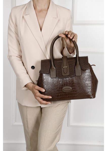 Kadın Koyu Vizon Hakiki Deri El ve Omuz Çantası fiyatları