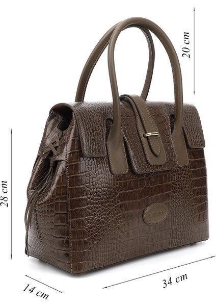 Kadın Koyu Vizon Hakiki Deri El ve Omuz Çantası modelleri