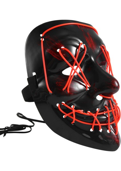Cosplay Up Wire Berap Maske Kostümü Cadılar Bayramı Işık Korkunç LED Floresan Kırmızı (Yurt Dışından) fiyatları