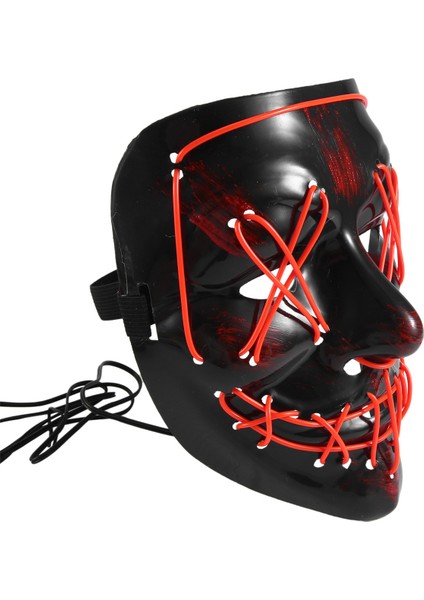 Cosplay Up Wire Berap Maske Kostümü Cadılar Bayramı Işık Korkunç LED Floresan Kırmızı (Yurt Dışından) modelleri