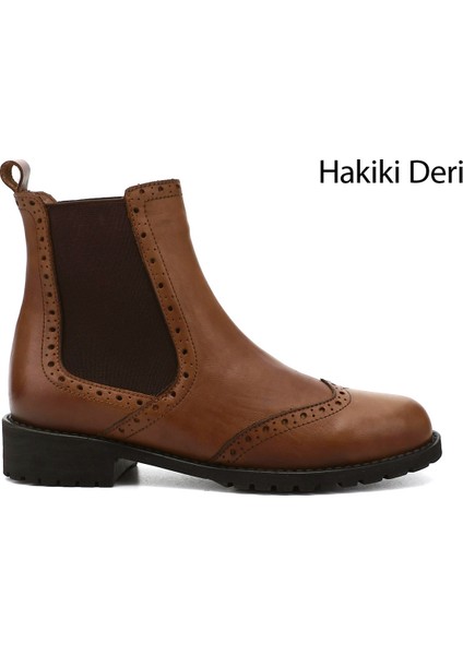 Kadın Taba Antik Kauçuk Taban Hakiki Deri Chelsea Bot