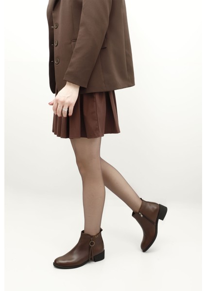 Gön Hakiki Deri Yuvarlak Burun Kauçuk Taban Topuklu Fermuarlı Püsküllü Kadın Bot 10416 fiyatları