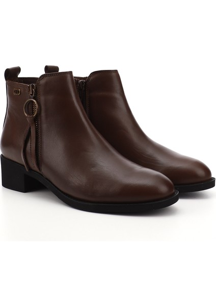 Gön Hakiki Deri Yuvarlak Burun Kauçuk Taban Topuklu Fermuarlı Püsküllü Kadın Bot 10416 modelleri