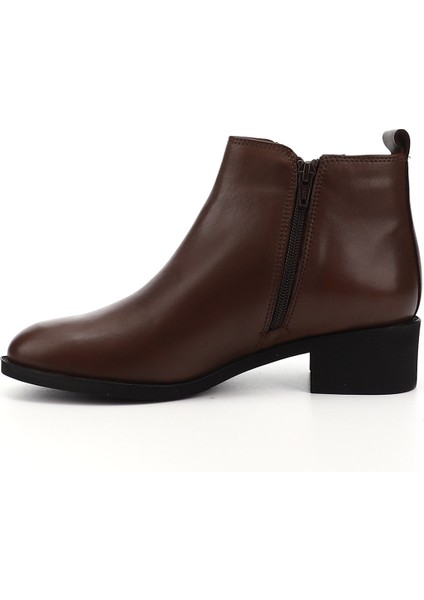 Gön Hakiki Deri Yuvarlak Burun Kauçuk Taban Topuklu Fermuarlı Püsküllü Kadın Bot 10416 fırsatları
