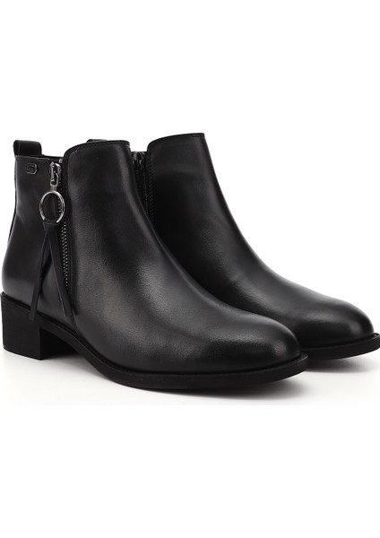 Gön Hakiki Deri Yuvarlak Burun Kauçuk Taban Topuklu Fermuarlı Püsküllü Kadın Bot 10416 modelleri