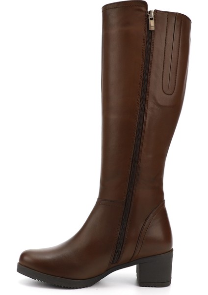 Kadın Kahve Antik Fermuarlı Kalın Topuklu Hakiki Deri Çizme fırsatları