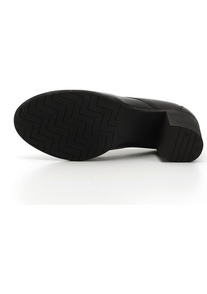 Kadın Siyah Bağcıklı Orta Kalın Topuklu Hakiki Deri Oxford Ayakkabı fırsatları